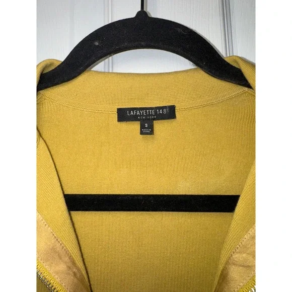 Lafayette 148 New York Chartreuse Sleeveless Quarter Zip Knit Top Small - Picture 3 of 5